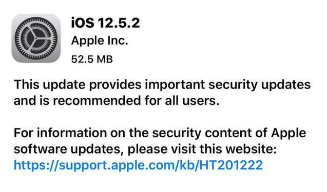西区苹果手机维修分享iOS12.5.2发布，建议所有老苹果用户安装 